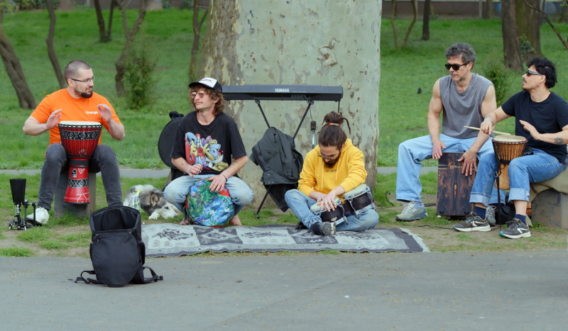 Group of drumers in a park